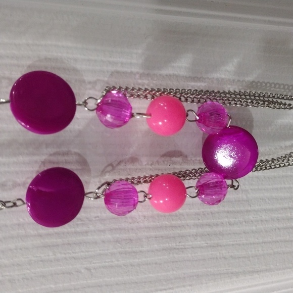 Women's Silver Tone Layered Colorful Beaded Necklace w/ Matching Earrings, 32-in - Picture 3 of 6